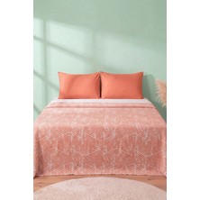Kiremit Prizma Desenli Çift Kişilik Baskılı Pike & Yatak Örtüsü 200X230 cm