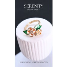 Serenity Mineli Çiçekli Gold Kaplama YÜZÜK04