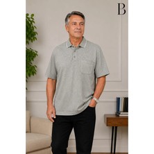 BURSPA Rahat Kesim Battal Büyük Beden Erkek Baba Açık Gri T-Shirt