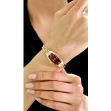 Rachel Silver Gold Renk Çelik Bordo Kadran Vintage Kadın Saat