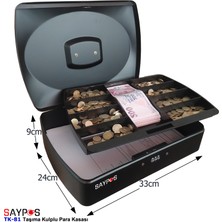 Saypos Şifreli Açılır Geniş A4 Kağıdı Saklama Hazneli Taşıma Kulplu Büyük Boy Metal Para Kasası 33X24X9CM