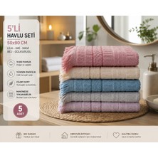 Vivesta Home 5'li El ve Yüz Havlusu Seti 50X90 cm Pamuklu Yumuşak Dokulu Yüksek Emici Günlük Kullanım