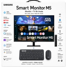 Samsung 27 Inç Full Hd Smart Tv Wi-Fi Bluetooth 60 Hz 4 Ms Dahili Hoparlörlü LED Ekran 1920 x 1080 Akıllı Monitör + Klavye ve Mouse