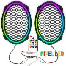 Poke Piksel Ledli Animasyonlu Oval 6x9 Midrange Hoparlör Kapak 2 Adet 358 Mod Kumandalı Animasyonlu