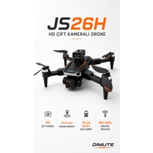 Dimute Shop JS26H Drone Hd Çift Kameralı Optik Akış Konumlandırmalı Katlanabilir Akıllı Drone