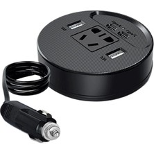 Tastech Araç Güç Invertörü Şarj Cihazı 12-24V 150W 220V Çip Korumalı 2 Adet USB 2 Adet Type-C 3.1A