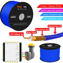 Poke Dış Mekan Pp Anten Kablosu Gold Rg6/u6 64TEL 1.02 Mavi 100 Metre PK-1475