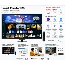 Samsung 27 Inç 1920 x 1080 Full Hd Akıllı Monitör Tv Tizen Wi-Fi Bluetooth Hoparlörlü 60 Hz 4 Ms Hızlı Yanıtlı LED Ekran