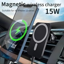 Tastech 15W Magnetic Wireless Car Charging Mıknatıslı Kablosuz Araç Şarj Aleti Telefon Tutucu Siyah