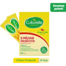 Culturelle Probiyotik 10 Saşe, 5 Milyar Probiyotik, C ve D Vitamini, Yüksek Lif, Doğal Çilek Aromalı, Çocuk ve Yetişkin, Kolay kullanım
