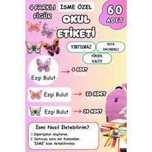 Birikiyedi Okul Etiketi Kalem Defter Etiketi Özel Isim Yazılabilen Etiket 60 Adet Renkli Kelebekler