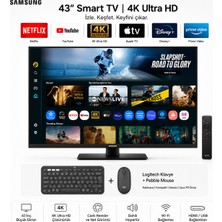 Samsung Smart Monitor Tv 43" 109 Ekran- 4K Ultra Hd Görüntü Kalitesi ve Şık Ince Tasarım + Klavye ve Mouse + Duvar Askı Aparatı