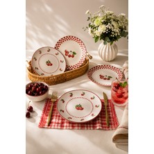 Keramika Plaid Cherry Pasta Tabağı 20 cm 4 Adet 23766-74