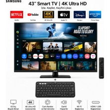 Samsung Smart Monitor Tv 43" 109 Ekran- 4K Ultra Hd Görüntü Kalitesi ve Şık Ince Tasarım + Klavye + Duvar Askı Aparatı