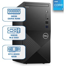 Dell Vostro 3020 N2046VDT3020MT I5 13400 32 GB Ddr4 512 GB M.2 SSD  Rtx 2000 12GB W11P Desktop