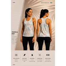 Beydex Bisiklet Yaka Desenli Sıfır Kollu Standart Kalıp Kadın Spor Atlet