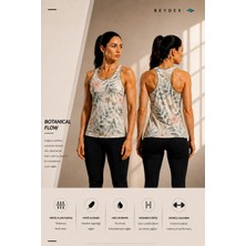 Beydex Bisiklet Yaka Desenli Sıfır Kollu Standart Kalıp Kadın Spor Atlet