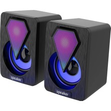 Tastech Mini Bilgisayar Hoparlörü Rgb LED Işıklı Gaming Oyuncu 3.5mm Jack USB Speaker 1+1 Ses Sistemi