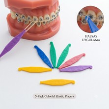 Orvion 5'li Karışık Renkli Diş Teli Elastiği Takma Aparatı - Ortodonti Lastik Aplikatörü