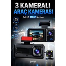 Tech Butiq Hd 3 Kameralı Araç Kamerası Ön Arka Iç Kayıt Gece Görüşlü G Sensörlü Geniş Açılı