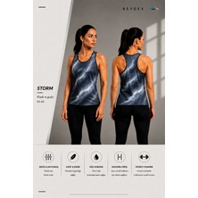 Beydex Bisiklet Yaka Desenli Sıfır Kollu Standart Kalıp Kadın Spor Atlet