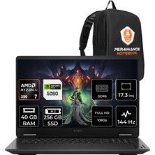 Hp Omen 17 Ryzen Aı 7 350 Rtx 5060 8gb 40GB Ram 256GB SSD 17.3" Fhd (1920X1080) 144Hz Freedos C2EZ3EAP325 Gaming Laptop + Per4 Çanta