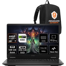 Hp Omen 17 Ryzen Aı 7 350 Rtx 5060 8gb 128GB Ram 256GB SSD 17.3" Fhd (1920X1080) 144Hz Freedos C2EZ3EAP355 Gaming Laptop + Per4 Çanta
