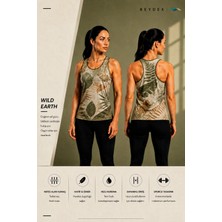 Beydex Bisiklet Yaka Desenli Sıfır Kollu Standart Kalıp Kadın Spor Atlet