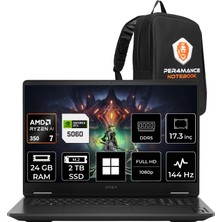 Hp Omen 17 Ryzen Aı 7 350 Rtx 5060 8gb 24GB Ram 2tb SSD 17.3" Fhd (1920X1080) 144Hz WIN11 Pro C2EZ3EAP316 Gaming Laptop + Per4 Çanta