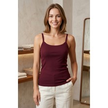 Mataş Kadın Pamuklu Ip Askılı Slim Fit Yuvarlak Yaka Atlet