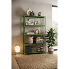 Rafburada 5 Katlı Renkli Tel Kafesli Dekoratif Çelik Raf - Çiçeklik Rafı, Ofis Rafı 0,70 mm TURUNCU-59X75 CM-100 cm