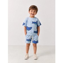 DoaMini Erkek Çocuk Pamuklu Baskılı T-Shirt ve Şort Takım