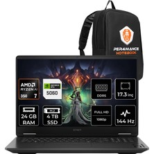 Hp Omen 17 Ryzen Aı 7 350 Rtx 5060 8gb 24GB Ram 4tb SSD 17.3" Fhd (1920X1080) 144Hz Freedos C2EZ3EAP317 Gaming Laptop + Per4 Çanta