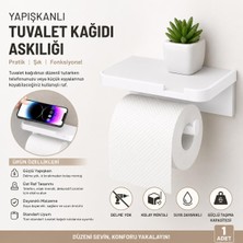 3b Trend Yapışkanlı Tuvalet Kağıdı Askılığı Raflı - Delme Gerektirmeyen Raflı Tuvalet Kağıdı Tutucu