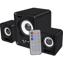 Tastech D23 Ses Sistemi FT-202BT 2+1 Ses Sistemi Kumandalı Bluetooth Hoparlör Tv/pc/telefon Uyumlu USB Speaker Fm Radio Kart Okuyucu 3.5mm Jack Girişli USB Beslemeli Speaker