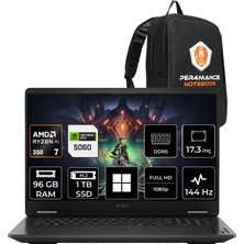 Hp Omen 17 Ryzen Aı 7 350 Rtx 5060 8gb 96GB Ram 1tb SSD 17.3" Fhd (1920X1080) 144Hz WIN11 Home C2EZ3EAP351 Gaming Laptop + Per4 Çanta