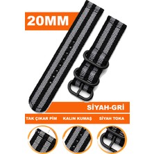 Cobra Samsung Galaxy 4 5 5 Pro 6 40MM-42MM-44MM-46MM Kasa Uyumlu 20MM Premium Nato Kumaş Tekstil Saat Kordonu Kayışı F39XWDB-BG