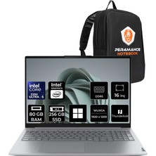 Lenovo Thinkbook 16 G8 Ial Core Ultra 5 225U 80GB Ram 256GB SSD 16" Wuxga (1920X1200) 60Hz IPS WIN11 Home 21SK007VTXP343 Notebook + Per4 Çanta