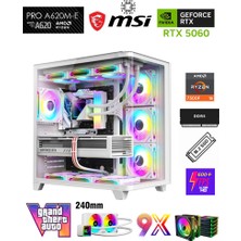 Zeiron Mirage Pro X32 White AMD Ryzen 5 7500F-MSI A620M-B/ Geforce RTX 5060 X2 Ice/512GB M.2/16GB DDR5 Sıvı Soğutmalı Beyaz-Oem Oyuncu Paket