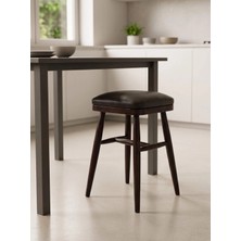 Kleinhaus Furniture Ahşap Ayaklı Tabure, Mutfak Taburesi, Kare Tabure, Döşemeli Tabure