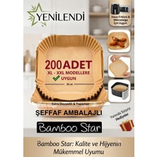 Bamboo Star Airfryer Pişirme Kağıdı Xl-Xxl Büyük Boy  Kare 200 Adet Hava Fritöz Parşömen Kağıdı Fırın Kağıdı Tek Kullanımlık Hava Fritöz Kağıt Fırın Sıcak Hava Fritöz Pişirme Kızartma Tavası Için Uygun 20CM