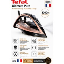 Tefal Ultimate Pure 3200 W Güç, 260 G/ Dk Şok Buhar Özel 2’si 1 Arada Micro-Calc Filtre Durilium Airglide Autoclean Taban Plakası