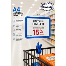 Raf Sanatı 5 Adet - A4 Mandallı| Etiketlik Sepet Raf Askılıketiketi Çerçeveli Market Mağaza Mavi