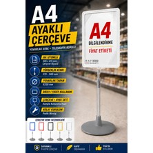 Raf Sanatı A4 Ayaklı Çerçeve Seti Yuvarlak Tabanlı Teleskopiketiketi Standı Beyaz