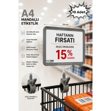Raf Sanatı 10 Adet - A4 Mandallı| Etiketlik Sepet Raf Askılıketiketi Çerçeveli Market Mağaza Gri