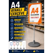 Raf Sanatı A4 Ayaklı Çerçeve Seti Yuvarlak Tabanlı Teleskopiketiketi Standı Turuncu