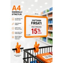 Raf Sanatı A4 Mandallı| Etiketlik Sepet Raf Askılıketiketi Çerçeveli Market Mağaza Turuncu