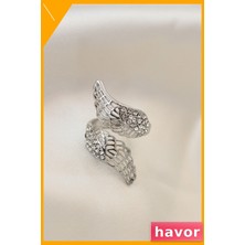 Havor Ayarlanabilir Metal Kanat Tasarımı Zirkon Taşlı Yüzük