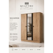 Quattro Home Nucoten Dolap  Aynalı Özel Kapak Desenli Modern Gardırop