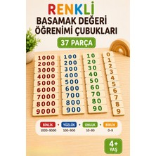 Mind of Toys Basamak Değeri Öğrenme Çubukları, Montessori Ahşap Matematik Seti, Sayı Basamak Değeri Kavramı